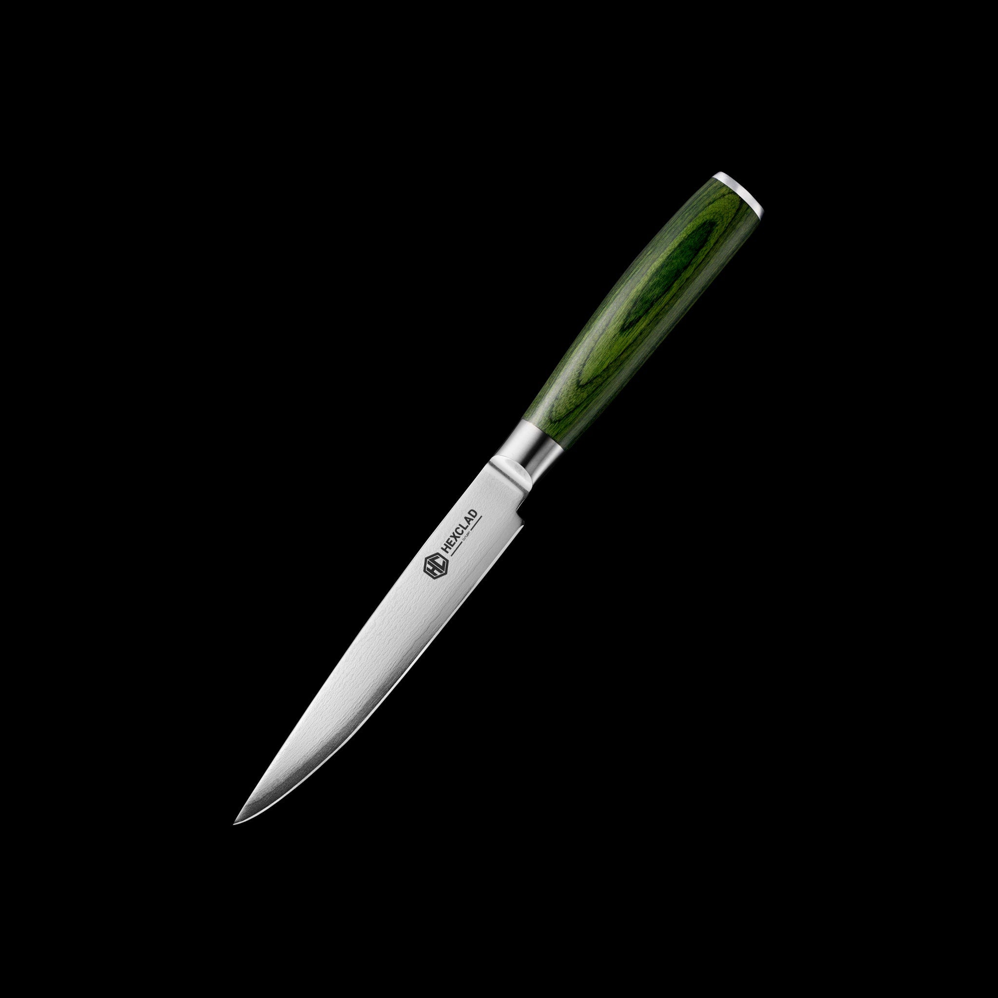 HexClad_GreenDamascusSteelSteakKnife6PCBoxedSet_CTSTK06-GPW-ST_Angled_Black_022426