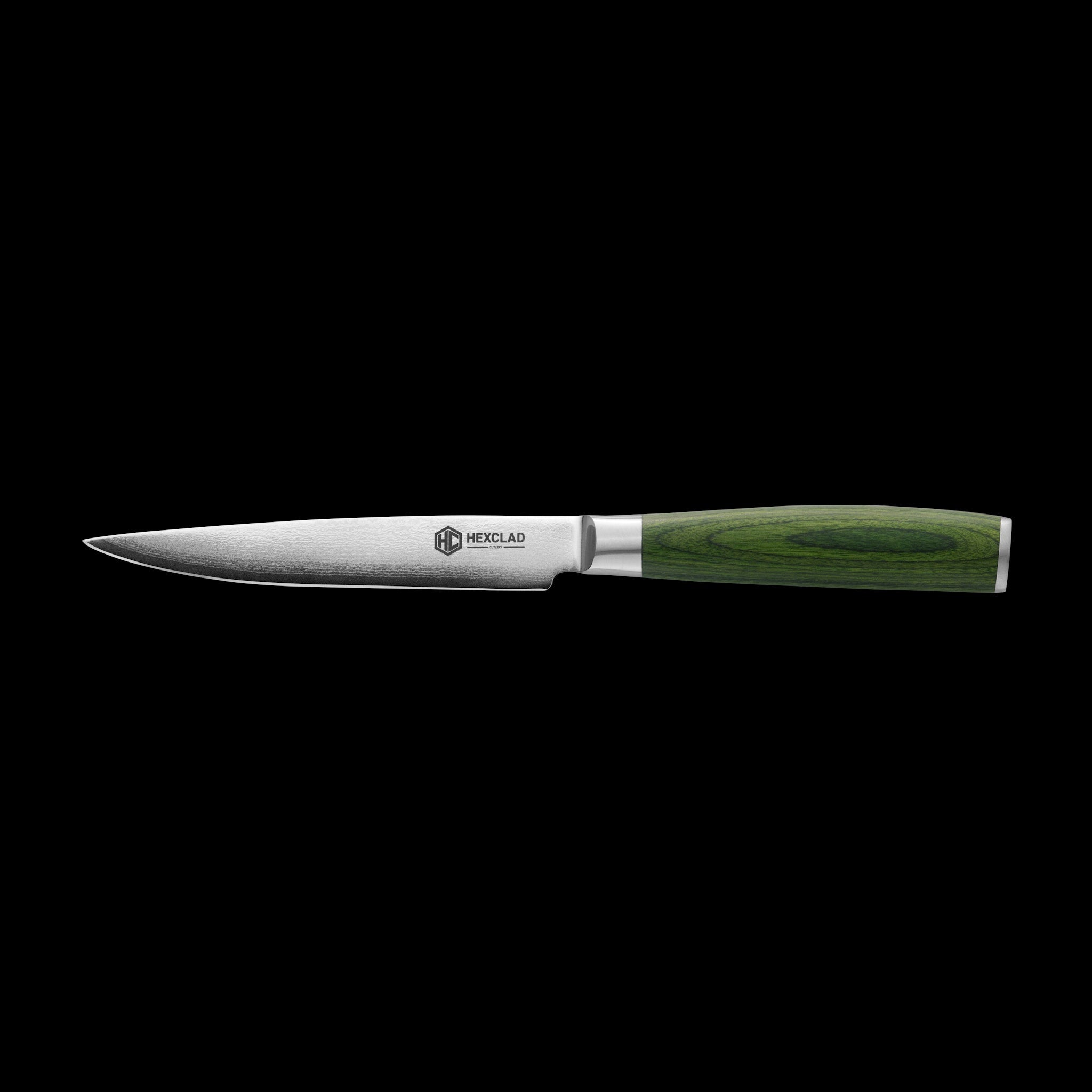HexClad_GreenDamascusSteelSteakKnife6PCBoxedSet_CTSTK06-GPW-ST_Overhead_Black_022426